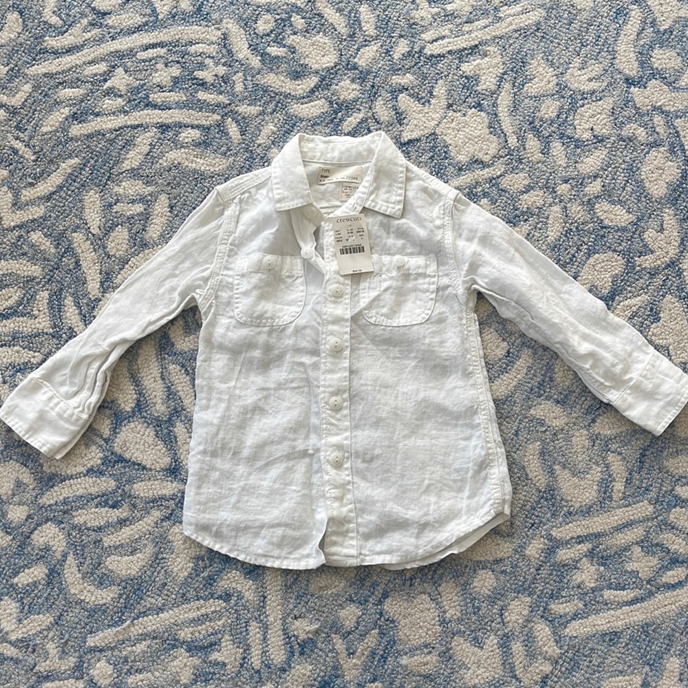 Crewcuts J.Crew boys white button down size 3 NWT
